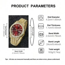 4 件女士时尚简约石英表与珠宝套装，包括手表、项链、手链和戒指（无盒） - 金色 - 查看 6