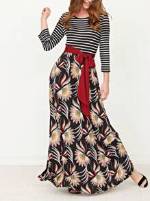 Multi Chevron Stripe Yellow, Navy And Mint Short Sleeve Maxi Long Dress With Pocket | S-3X - Đỏ tía A - Xem 2