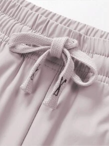 1 件女式轻质冰丝运动裤带抽绳透气休闲裤适合户外休闲，夏季 - 粉色 - View 2