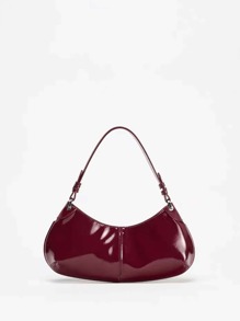 European And American Retro Solid Color, PU Material Wine Red Shoulder Bag, Patterned Red Wedding Bag, New Niche Women's Shoulder Bag, Fashionable Crossbody Bag.