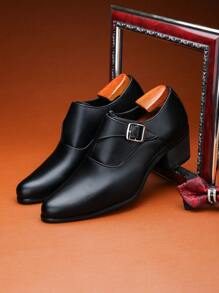 New Fashion Low-Top Solid Color Pointed Toe High Heel Small Leather Shoes, Thick Sole Elevator Business Social Dancing Party Wedding Campus Casual Vacation Loafers, Versatile