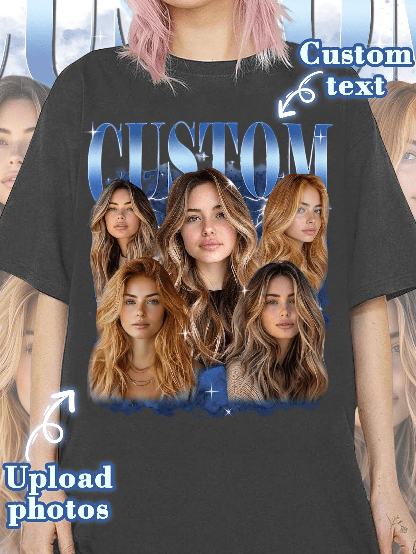 Customized Women's T-Shirt - Add Your Own Text (Anniversary/Wedding Vow/Engagement Announcement/The Day We Became A Couple), Gift For Girlfriend/Wife, Valentine's Day Gift - Dark Grey - View 1