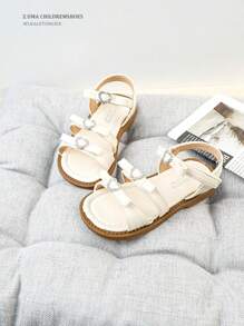 Girls' Bowknot Fashion Princess Soft Bottom Open Toe Sandals, New Spring/Autumn 2025 Stylish Beach Shoes For Little Girls