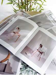 Minimalist English Magazine Shooting Backdrop, Live Streaming Photo Props, Street Style, Sample House, Homestay Decor Item, Decorate Coffee Table, Bookshelf, Display - Fashion Magazine, Books, Home Decor, Plant Pattern Design For Household Use