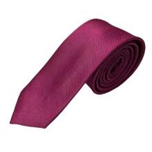 Premium Solid Plain Striped Slim Twill Tie - Hot Pink - View 2