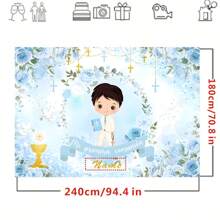 定制姓名洗礼背景横幅，适用于洗礼派对、首次洗礼、祝福上帝派对、家庭聚会等场合，可用作装饰横幅、人像摄影背景道具。乙烯基材质，可个性化定制，装饰性强，可重复使用，多功能，时尚精致，高品质，色彩丰富，卡通风格，可爱，可定制，个性化，独特，是送给他的理想礼物，也是送给她的理想礼物，适合送给男朋友、女朋友、爸爸、妈妈、家人、朋友、儿子、女儿、学生、上班族、办公室、茶室、学校、家庭等场合。 - 彩色 - 查看 5