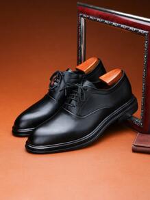 New Men's Formal Dress Shoes - Low-Top Lace-Up Solid Color Mixed Pattern Soft-Sole Breathable Anti-Slip Casual Shoes, Suitable For Business, Weddings, Parties, Graduations, Vacations, Versatile