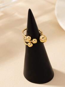 1 件时尚简约优雅百搭几何金属珠戒指，适合日常佩戴