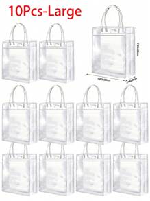 20 个带手柄的大号透明礼品袋，重型可重复使用透明 PVC 礼品袋，带手柄，派对，婚礼回礼，购物袋透明礼品袋，情人节礼品包装袋，婚礼派对礼品袋，花袋，母亲节礼物，礼物，新娘送礼会，毕业季礼物（7.87 英寸 X 7.87 英寸 X 3.15 英寸） - 彩色 - 查看 12