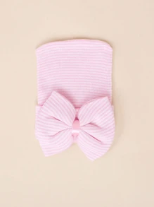 1 Set 0-3M Newborn Infant Bow Decor Hospital Hat + Anti-Scratch Mittens, Soft, Comfortable, Suitable For Baby Casual Knitted Hat - 1Set - View 9