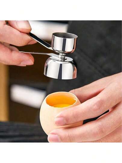 1 Egg Topper, Double Cups Opener Shell Cutter Precise Remover Tool For RawSoft Hard Boiled Egg, 304stainless Steel Not Discolored Resistant High Temperature [Perfect Eggshell Cutting]