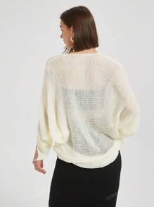 Simple Solid Color Batwing Sleeve Casual Cardigan, Spring/Autumn