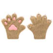 Furry Fur Cat Wolf Fox Dog Fluffy Animal Paws Claws Gloves Mittens Hands Costume Cosplay For Kids Halloween