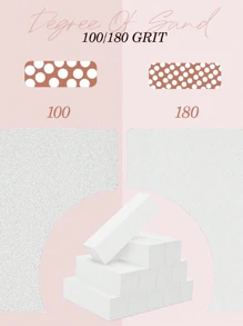 1 pieza/3 piezas/5 piezas/10 piezas/20 piezas Bloque Pulidor de Uñas, Grano Medio/Fino 100/180 Pulidores de Acabado para Uñas Acrílicas Uñas de Esmalte de Gel, Kits de Pulidor Profesional de Pedicura y Manicura de 3 Vías - Blanco - Ver 4