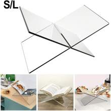 1pc X-Shaped Transparent Book Bracket, Acrylic Reading Bookshelf,Reading Music Album Book Display Rack, White Black Book Holder, Household Display Stand, Suitable For Library, Recipe, Music Album, And Various Book Reading And Placement Cookbook Stand Kitchen Counter Decor