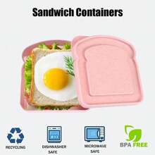 1pc Portable Lunch/Bento Box With Large Capacity For Toast, Bread And Sandwich Macaron Color Bread Shaped Food Storage Container, Plastic Lunchbox With Lid Snack Box, Cute And Leakproof Bento Box, Reusable And , Perfect For Packing Lunch, Snacks Or Leftovers, Ideal For On-The-Go, Pastel Pink, Green, Beige, And Gray Colors.