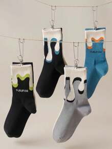 1/3/4/5/10 Pairs Women's Asymmetric Crew Socks, Fashionable Retro Ins Style Socks, Regular Thickness For Everyday Casual Wear, All Season - Multicolor - View 15