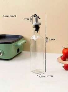 1 pieza Botella de vidrio para aceite de uso doméstico, botella dispensadora de aceite de oliva o salsa de soja, recipiente para vinagre, frasco para almacenar condimentos de cocina, recipiente de almacenamiento de cocina, dispensador de aceite, apto para cocinar, hornear, ensaladas, a la parrilla y utensilios de cocina, accesorios de cocina - transparente - Ver 13