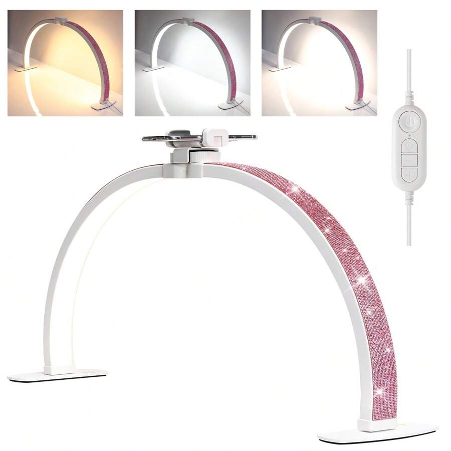 The Advanced Large Half-Moon LED Lamp Is Suitable For Nail Art Technology, And The Foldable Arch Lamp Is Suitable For Nail Lamp With Mobile Phone Holder, Which Is Very Suitable For Nail Art Manual - 美規A型插(110-127V) - 查看 1