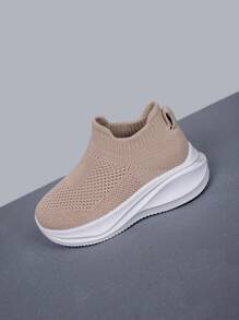 New Kids Casual Lightweight Breathable Mesh One-Touch Low-Top Outdoor Sports Shoes, Soft Sole, Non-Slip, Suitable For All Seasons - Beige - View 8