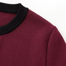 Blusa feminina de malha de manga curta LEILEIBEI, novidade em estilo francês, com blocos de cores, botões, gola redonda e modelagem ajustada. - Borgonha - Ver 3