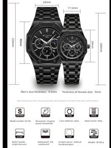 WLISTH Swiss Brand Fashion Foreign Trade Ladies Watch Luminous Steel Band Calendar Women's Watch Classic Waterproof Quartz Watch Cross-Border