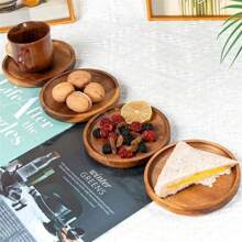 Bandeja de madera ovalada de estilo japonés, plato de madera minimalista de palisandro, plato de madera estilo Ins para el hogar, postre, pastel, taza de té, cafetería, bandeja de té redonda