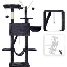 Hey-Brother Cat Tree, 53 Inch Cat Tower For Indoor Cats, Cat House With Padded Platform Bed, Toy Balls, Large Cozy Condo, Hammocks And Sisal Scratching Posts, Smoky Gray MPJ019-SG - 煙灰色 - 查看 7