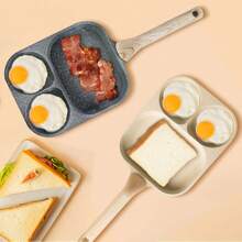 三层不粘铝制平底煎锅，多功能早餐煎锅，适合烹饪鸡蛋、牛排、烤面包、燃气灶