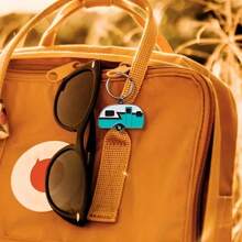 2pcs Women's Vintage RV Keychain, Camping World RV Pendant Keychain Car Accessories Bag Charm School Letter Cute Goth Y2k Halloween Accessories Teachers Day Christmas Gift Ideas Bag Accessories Lanyards With Id Holder Car Accessories Bag Charms - Blue and White - View 4