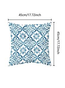 1 件蓝色几何图案枕套（不含内垫），柔软舒适的单面印花装饰枕套，适用于卧室、客厅、沙发、派对活动装饰