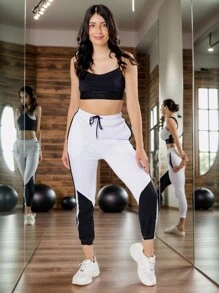 Women's Sports Pants - Yoga, Slim And Flattering, With Buttons At The Ankle And Adjustable Belt