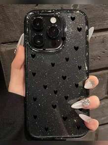 1个时尚闪亮爱心印花黑色TPU手机壳，兼容 17/17 Pro/17 Pro Max/Air/7/8/7 Plus/8 Plus/X/XS/XR/XS Max/11/11 Pro/11 Pro Max/12/12 Pro/12 Pro Max/13/13 Pro/13 Pro Max/14/14 Pro/14 Plus/14 Pro Max/15/15 Pro/15 Plus/15 Pro Max/16/16 Pro/16 Plus/16 Pro Max - 黑色 - 查看 2