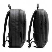 The Black Olila Zaino antifurto espandibile Kugar 1048 (consegna in 48 ore) – Nero – Pelle PU, scomparto principale con accesso posteriore, tasca imbottita per laptop da 14", tasche laterali e frontali, manici e schienale imbottiti, cinghia per trolley, zaino di sicurezza, zaino elegante, zaino resistente, zaino per laptop - Nero di Kugar - Visualizzare 6