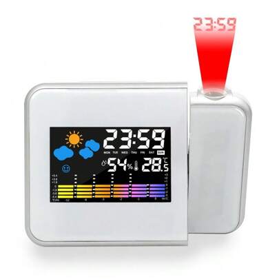 Despertador Digital Con Proyector Y Sensor De Temperatura.Reloj Despertador Digital Con Proyeccion De Led Multifunción.reloj de proyección giratorio.Reloj electrónico de temperatura con pantalla a color.