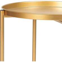 Homebeez Gold Tray Table Round Side End Table Decorative Sofa Snack Coffee Plant Stand Table Accent Tables For Small Spaces Golden Tray - Gold/GoldenTray1 - View 7