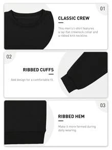 Pattern Print, Men's Versatile Long Sleeve Comfy Sweatshirt, Casual TopFor Spring Autumn, Men's Clothing Outdoor - 黑色 - 查看 5