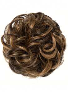 凌乱发髻假发，凌乱假发发片，弹力头带，卷发发髻凌乱发束 5 英寸波浪卷曲合成纤维适合日常佩戴 - 彩色 - 查看 20