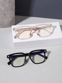 1/2/3/4副装男士夏季亚克力休闲时尚黑色长方形眼镜，适合日常阅读、工作通勤、电脑游戏、看电视和使用手机。 - 彩色 - 查看 16