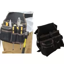 1PC Heavy-Duty Black Electrician Tool Pouch - Multifunctional Design With Waterproof Material, Adjustable Strap , And Comprehensive Handyman Toolkit - Stylish Waist Bag For Multi-Pocket Design For Seamless Storage & Easy Access Storage