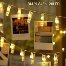 1pack 10/20/30/40 LED Clamp Photo String Light Battery Powered Bedroom Decorative Atmosphere Lamp For Home Wall Hanging Pictures Cards Tree Wedding Party Decoration