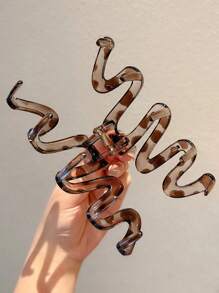 2 件，亚克力材质，透明灰色豹纹波浪夹，女士发夹，盘发夹，发爪，时尚简约发饰，派对、晚宴、娱乐、日常约会发饰，情人节礼物发夹发夹发夹发夹发夹，爪夹秋冬度假装女士 - 彩色 - 查看 4