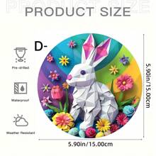 1 件复活节兔子亚克力墙标 - 圆形门挂饰，带有花朵和鸡蛋设计 - 户外复活节花环装饰、最佳复活节礼物、复活节饰品、节日装饰品 - 亞克力-圓 - 查看 15