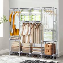 HONEIER Closet Organizer, 25mm Steel Tube Wardrobe Closet With 4 Hanging Rod, 69*67 Inch Large Size Portable Closet, Heavy Duty Clothes Storage Organizer Clothes Rack With Cover