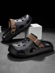 Sandalias transpirables y ligeras para hombres con suela gruesa antideslizante y diseño de tiras huecas