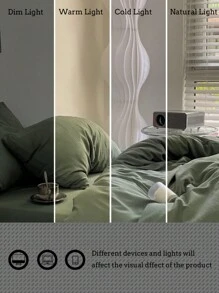 3pcs Green Soft & Comfortable Bedding Set (1 Duvet Cover + 2 Pillowcases), Suitable For Bedroom And Guest Room