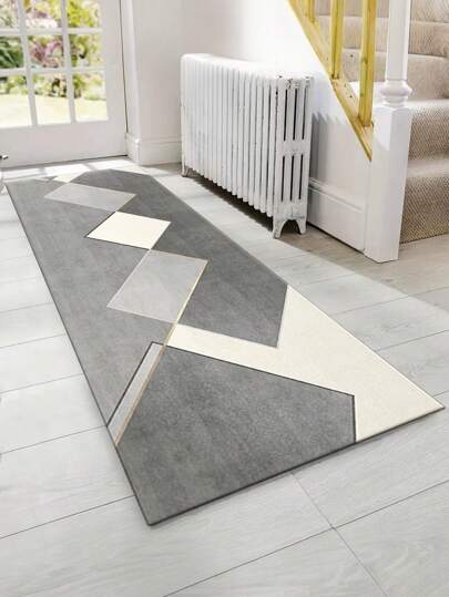 1 st Silvergrå modern korridormatta i minimalistisk stil, 850 g/m² kristallsammet, 0,8 cm tjocklek, rektangulär, halkfri tvättbar, dekorativt hem, vardagsrum, kök, matsal, kontor, lämplig för alla årstider