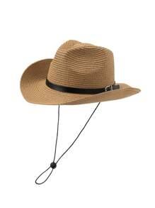 1 Stück unisex Panama Hut, mit Gürtel, Strohhut, Cowboyhut, Strandhut - Hut - Übersicht 2