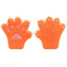 Furry Fur Cat Wolf Fox Dog Fluffy Animal Paws Claws Gloves Mittens Hands Costume Cosplay For Kids Halloween