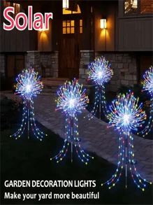 1pc Outdoor Solar Plug-In Fireworks Light, Solar Decorative Light, 8 Modes Of Outdoor Decorative Lawn Light, Suitable For Courtyard, Passage, Party Decoration